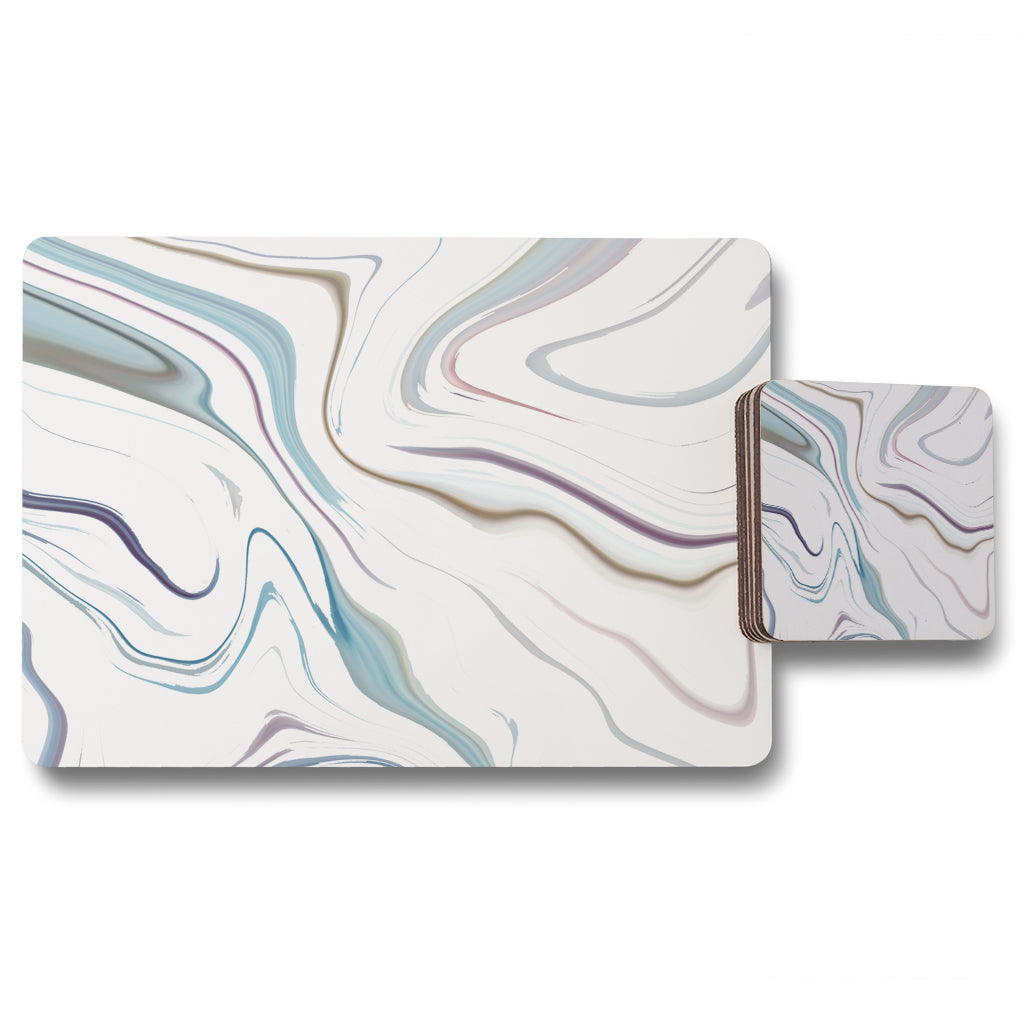 New Product Blue Rippled Marble (Placemat & Coaster Set)  - Andrew Lee Home and Living