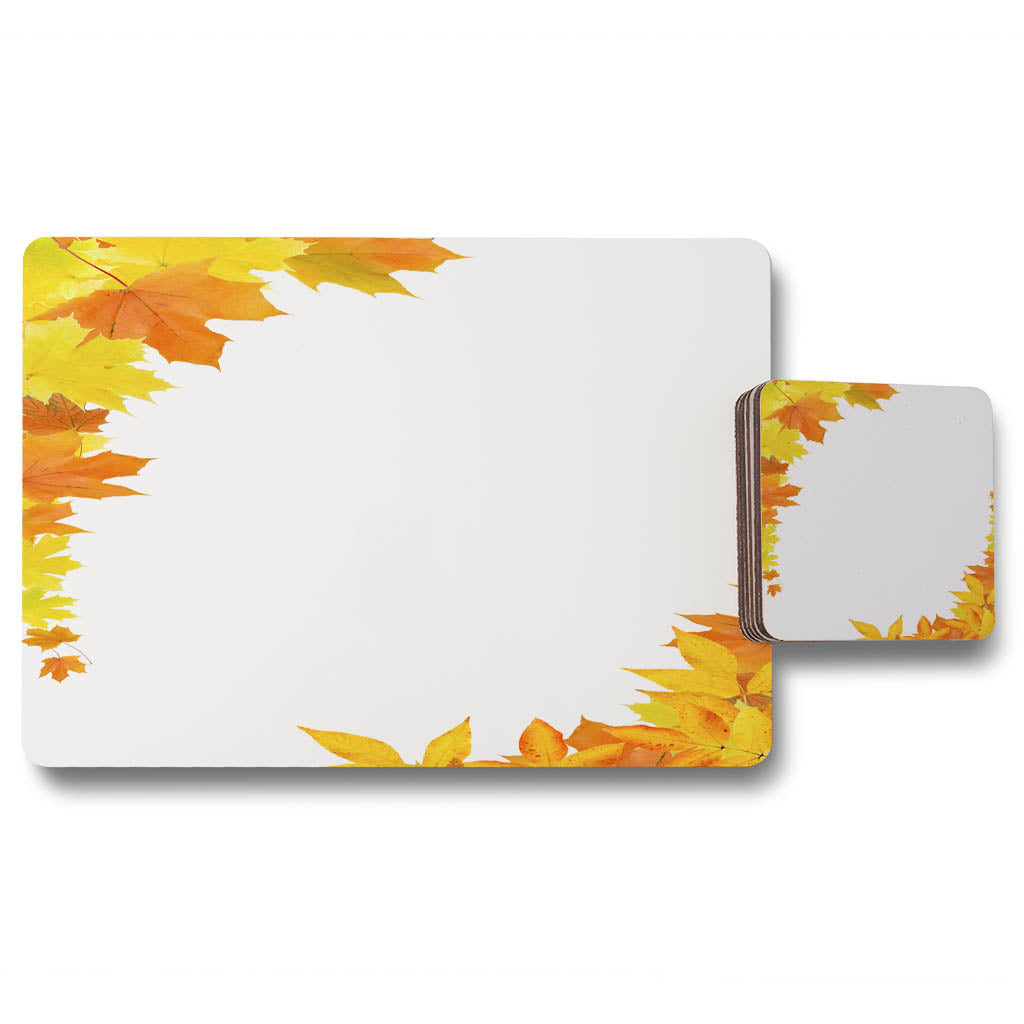 New Product Yellow Autumn Border (Placemat & Coaster Set)  - Andrew Lee Home and Living