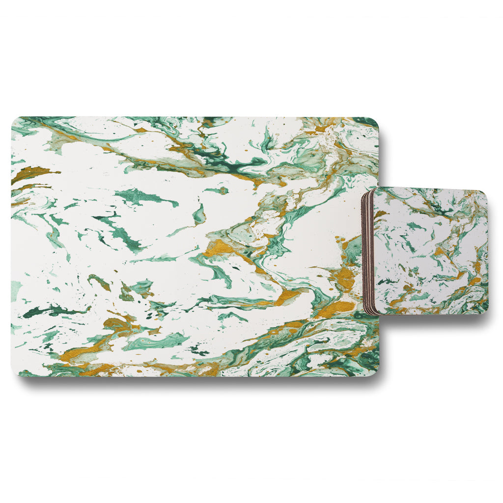 New Product Green & Golden Marble (Placemat & Coaster Set)  - Andrew Lee Home and Living