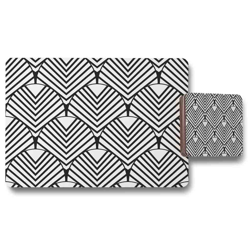 New Product Black Geometric Decoration (Placemat & Coaster Set)  - Andrew Lee Home and Living