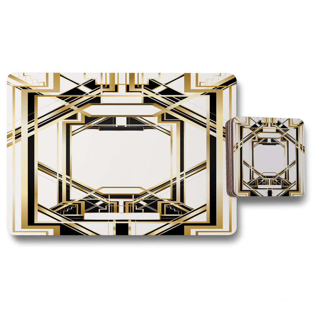 New Product Art Deco Golden Black Frame (Placemat & Coaster Set)  - Andrew Lee Home and Living