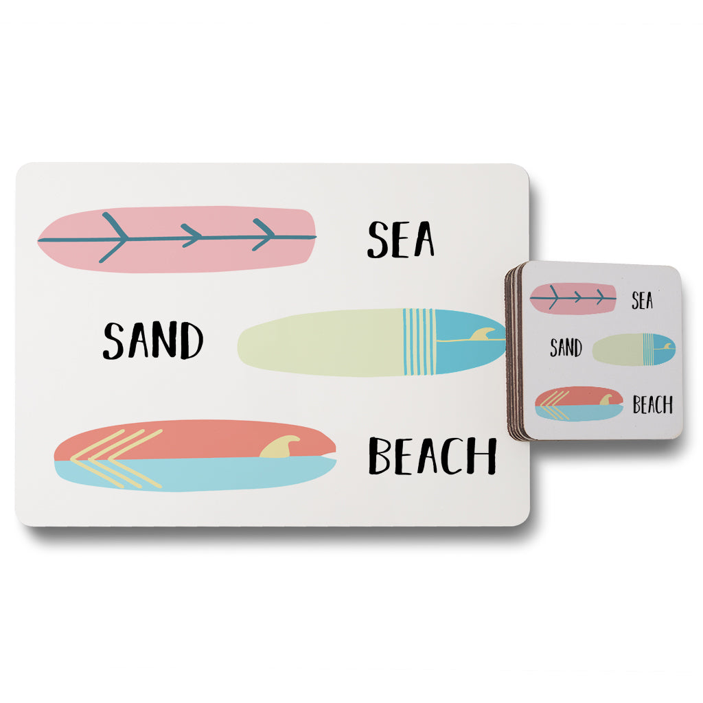 New Product Sea, Sand, Surf, Beach (Placemat & Coaster Set)  - Andrew Lee Home and Living