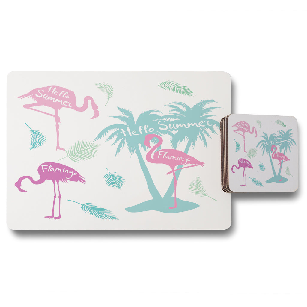 New Product Palm & Flamingo (Placemat & Coaster Set)  - Andrew Lee Home and Living