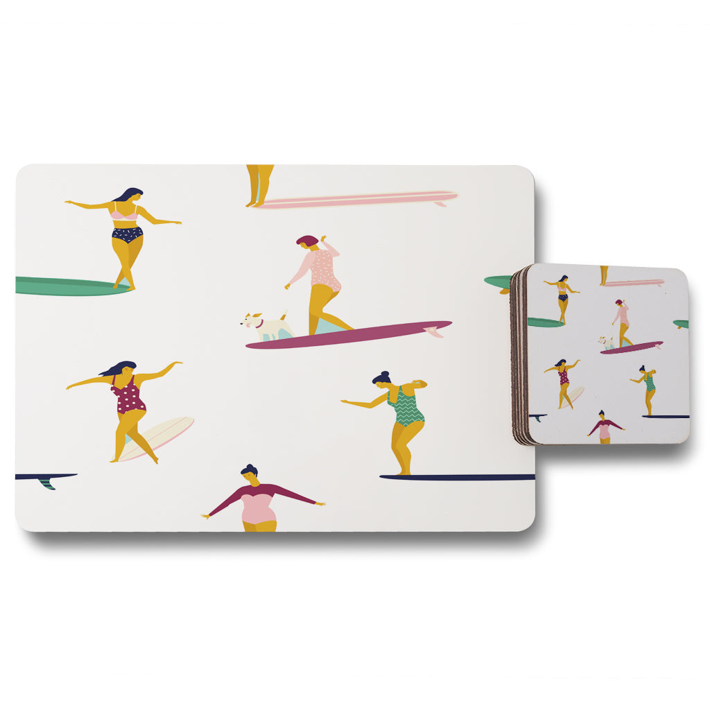 New Product Female Surfers (Placemat & Coaster Set)  - Andrew Lee Home and Living
