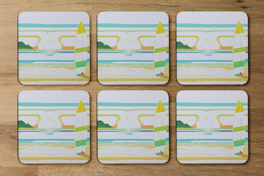 Surf Board On Beach (Coaster) - Andrew Lee Home and Living