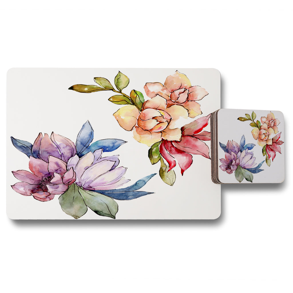 New Product Rainbow Flowers (Placemat & Coaster Set)  - Andrew Lee Home and Living
