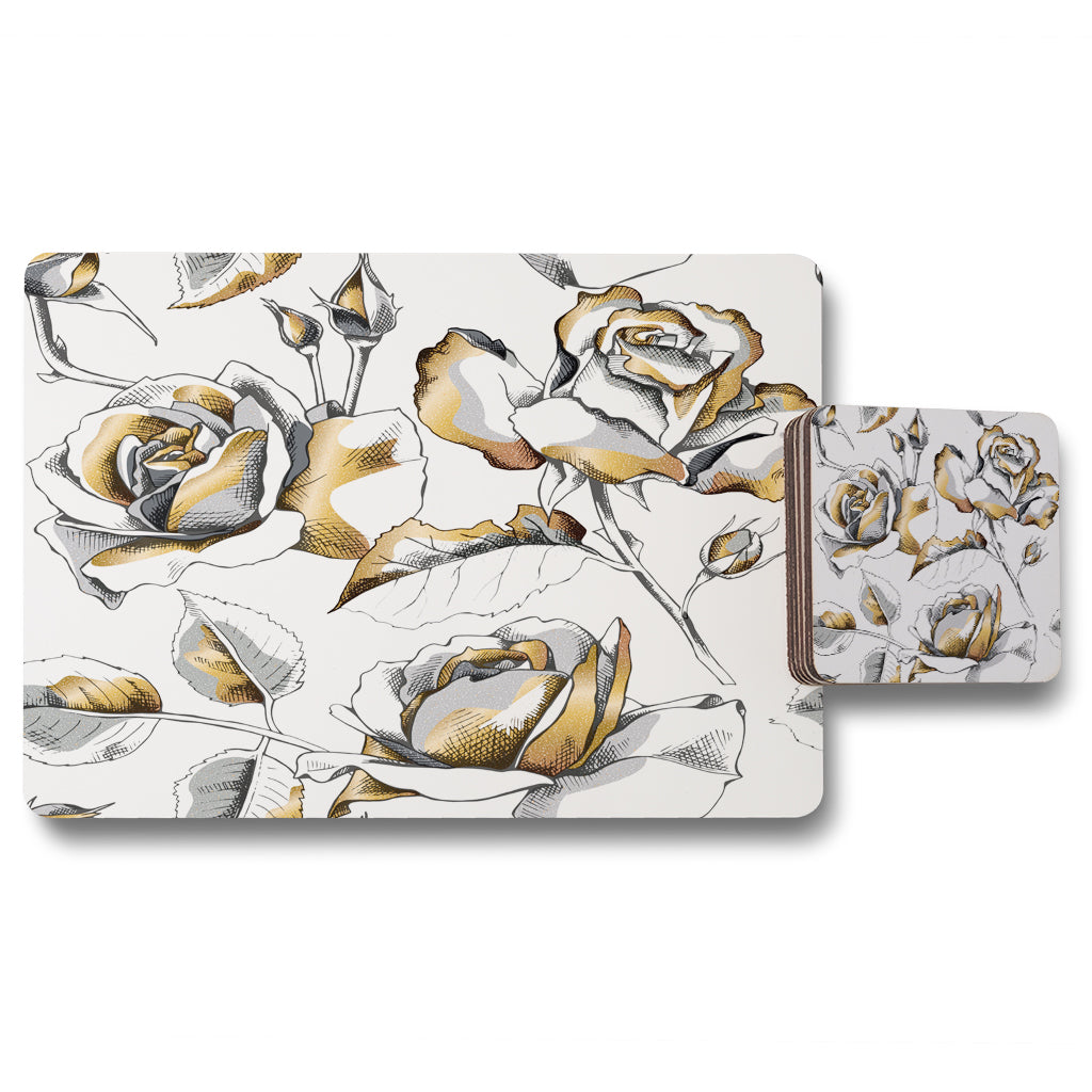 New Product Golden Roses (Placemat & Coaster Set)  - Andrew Lee Home and Living