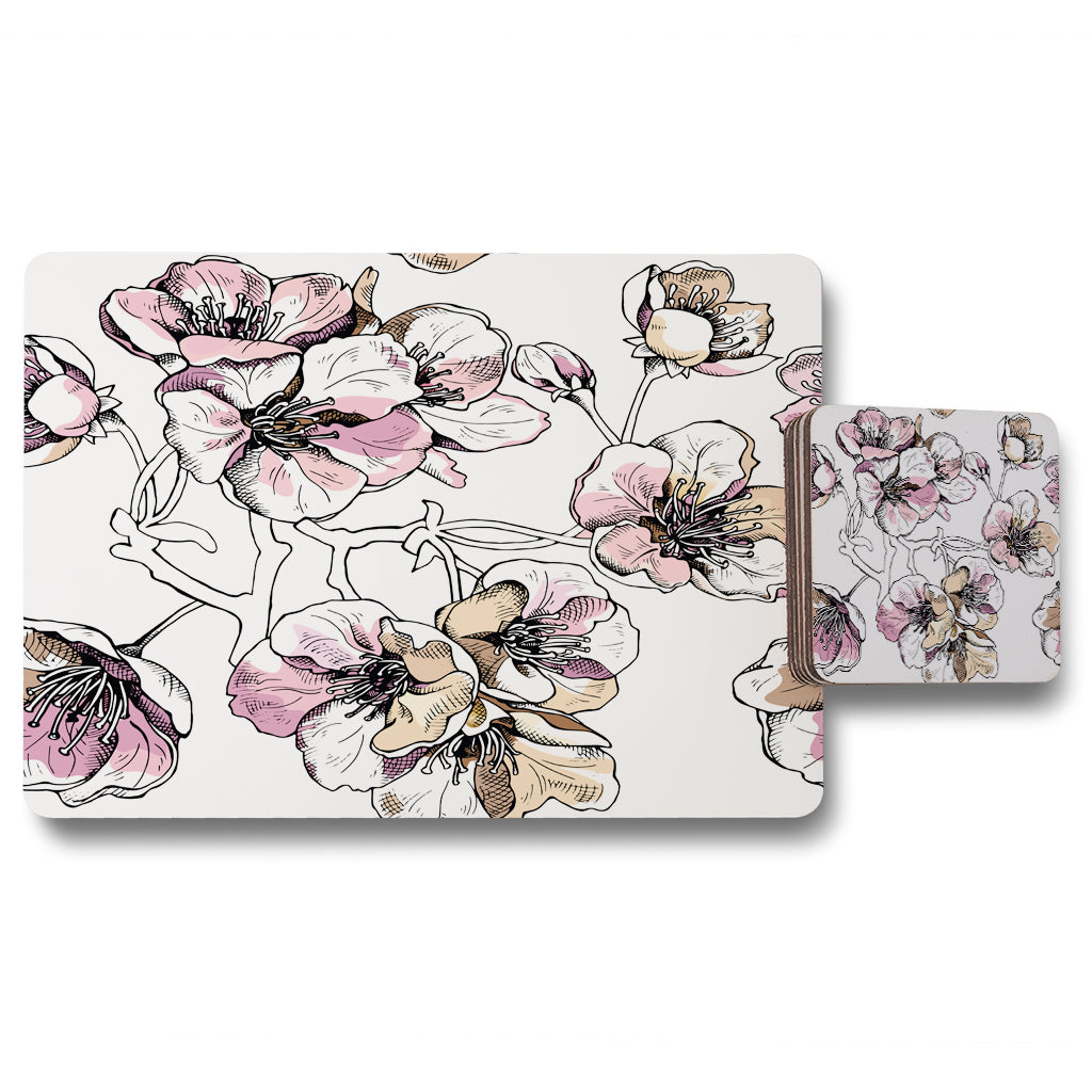 New Product Flower Illustration (Placemat & Coaster Set)  - Andrew Lee Home and Living