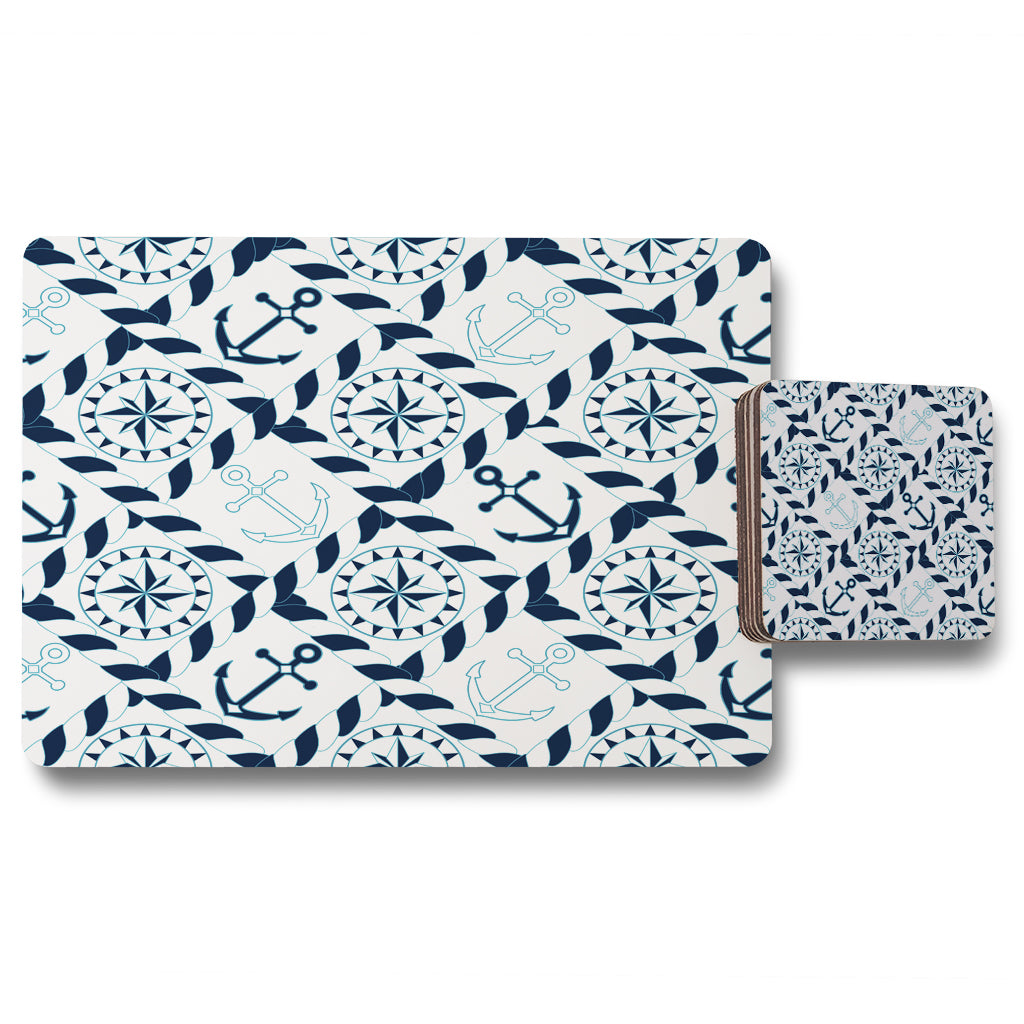 New Product Blue Nautical Elements (Placemat & Coaster Set)  - Andrew Lee Home and Living