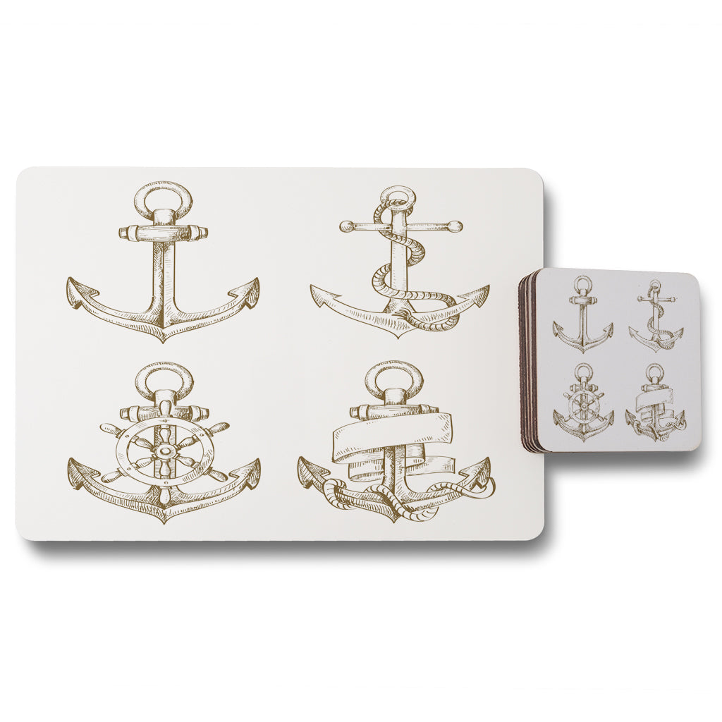 New Product Drawn Anchors (Placemat & Coaster Set)  - Andrew Lee Home and Living