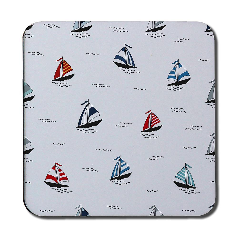 Red & Blue Sailboats (Coaster) - Andrew Lee Home and Living
