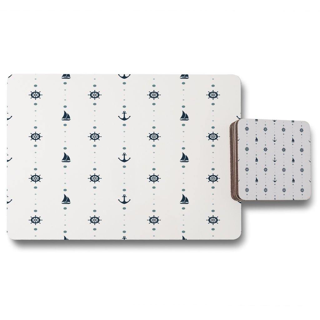 Anchor, Wheel, Sailboat (Placemat & Coaster Set) - Andrew Lee Home and Living