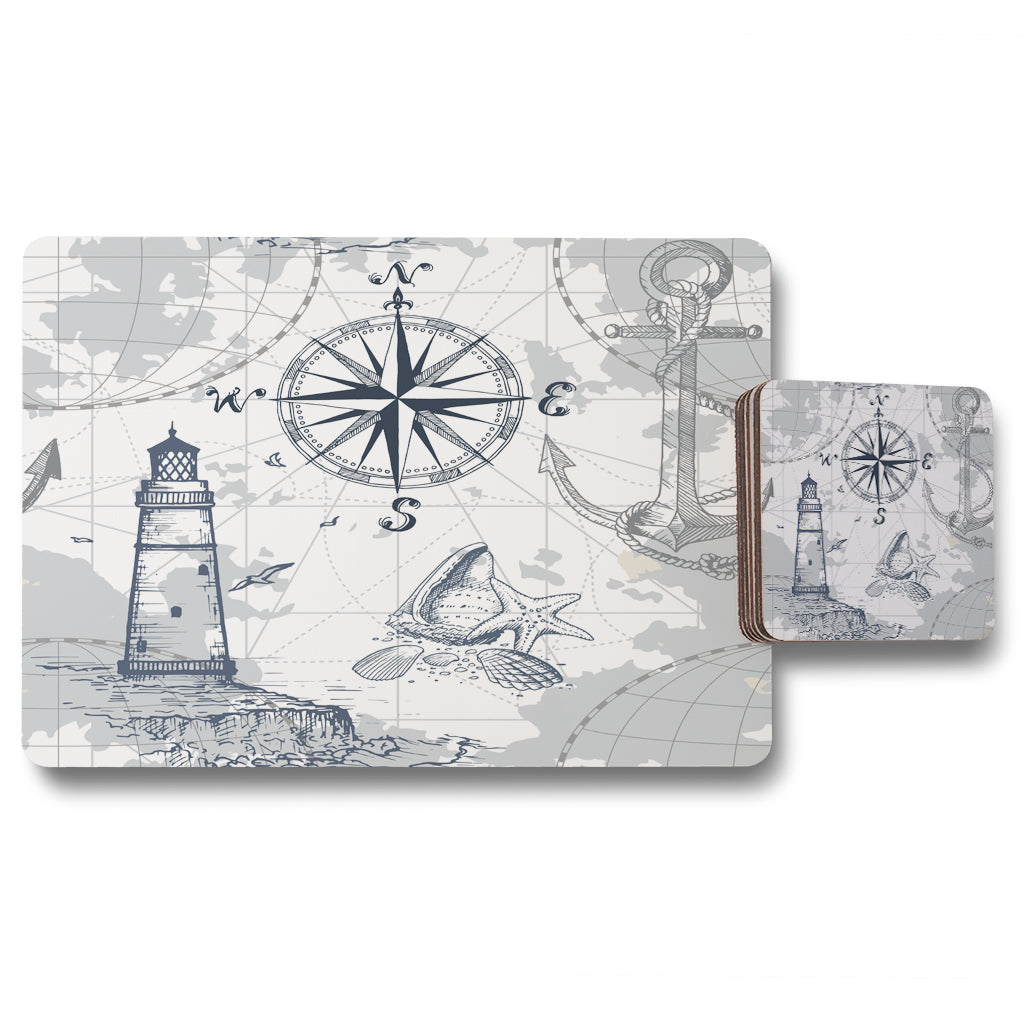 New Product Compass & Map (Placemat & Coaster Set)  - Andrew Lee Home and Living
