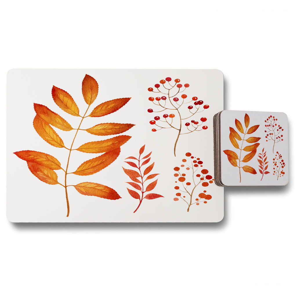 New Product Orange Autumn Leaves (Placemat & Coaster Set)  - Andrew Lee Home and Living