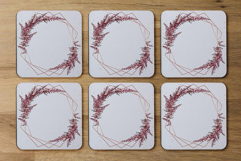 Pink Flower And Geometric Shapes (Coaster) - Andrew Lee Home and Living