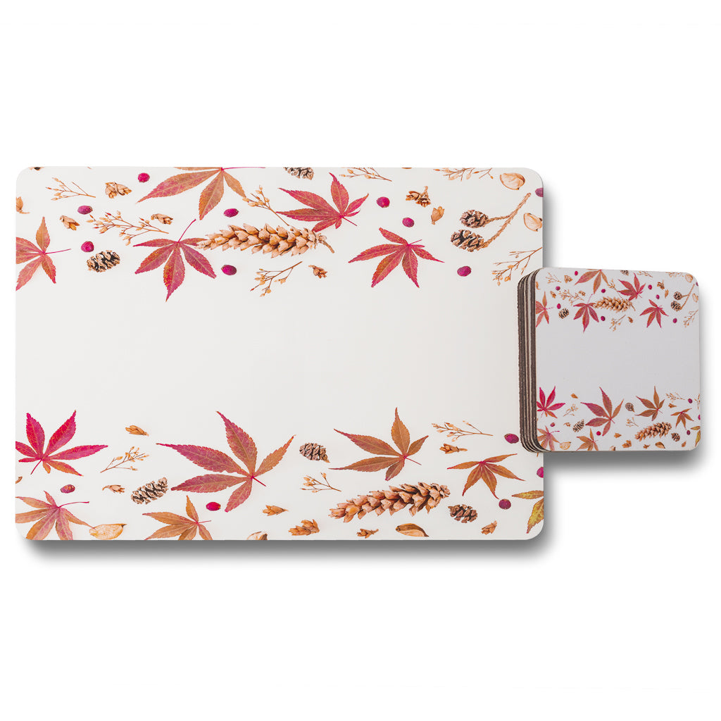 New Product Autumn Leaves Half Border (Placemat & Coaster Set)  - Andrew Lee Home and Living