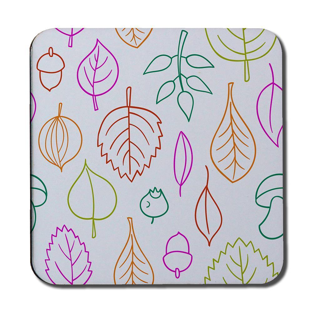 Multi Colour Leaves Illustration (Coaster) - Andrew Lee Home and Living