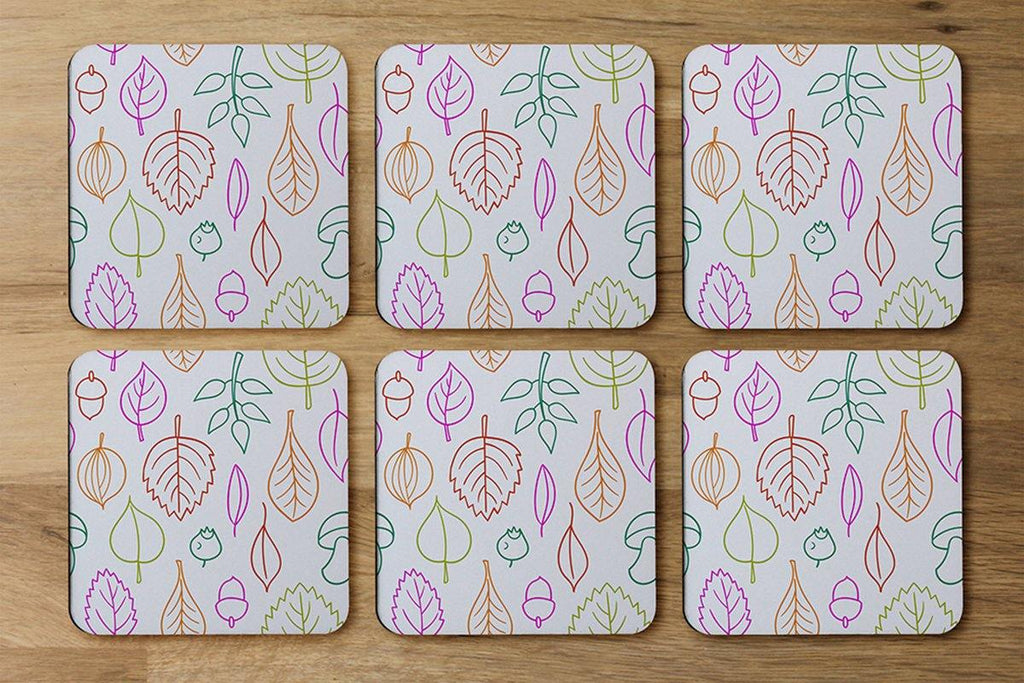 Multi Colour Leaves Illustration (Coaster) - Andrew Lee Home and Living