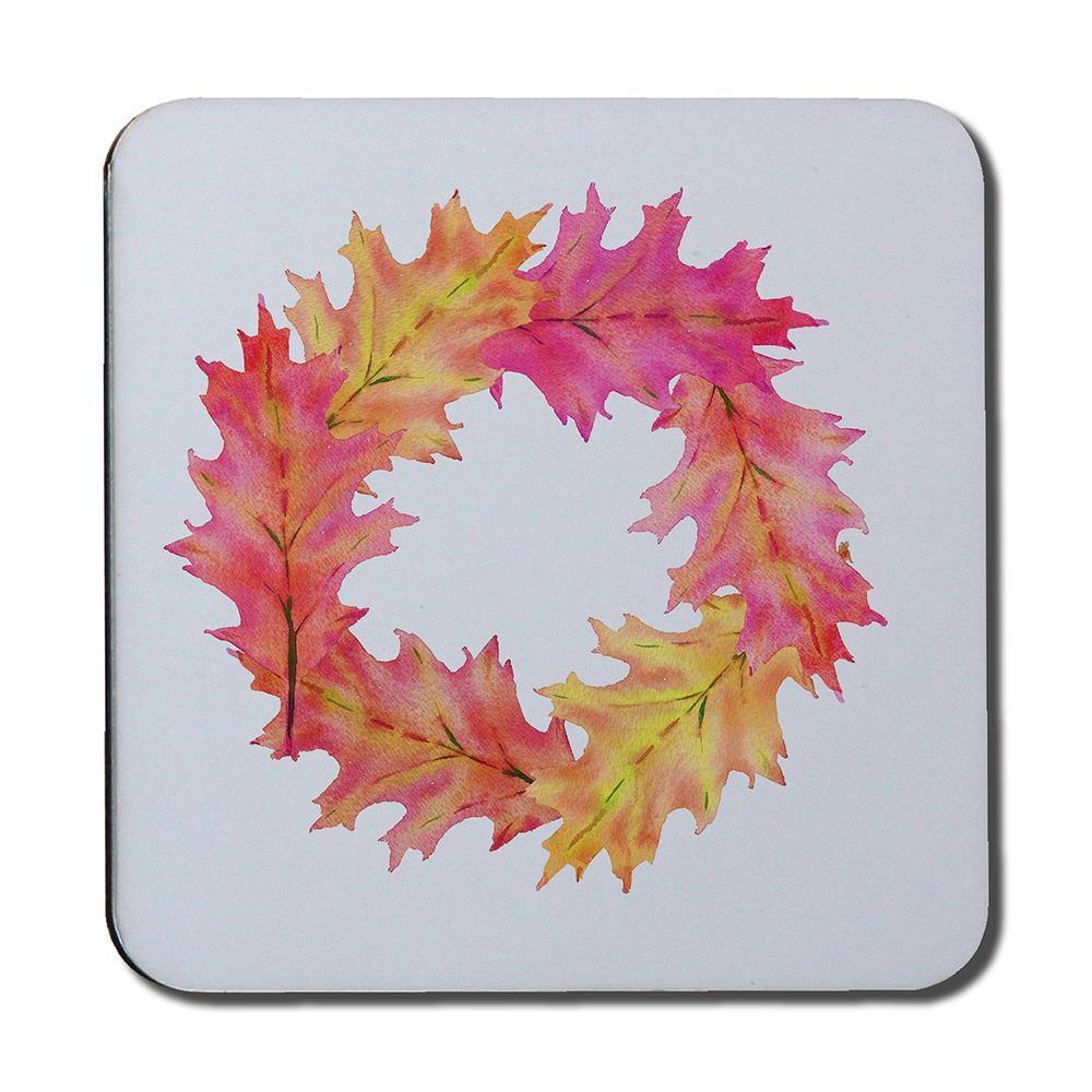 Pink & Orange Autumn Reath (Coaster) - Andrew Lee Home and Living