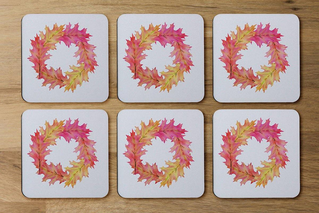 Pink & Orange Autumn Reath (Coaster) - Andrew Lee Home and Living