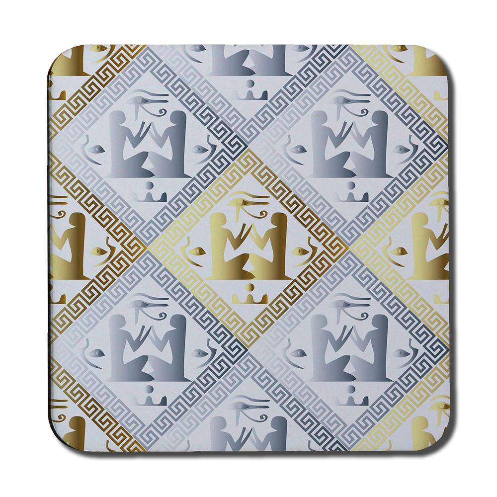 Egyptian Hieroglyphs in Gold & Silver (Coaster) - Andrew Lee Home and Living