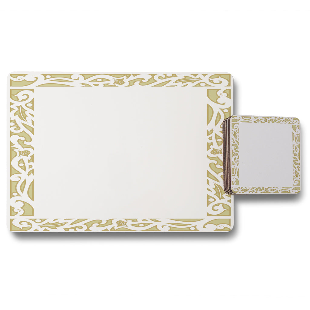 New Product Egyptian Hieroglyphs Golden Border (Placemat & Coaster Set)  - Andrew Lee Home and Living