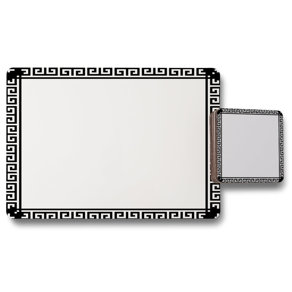 New Product Greek Key Border Frame (Placemat & Coaster Set)  - Andrew Lee Home and Living