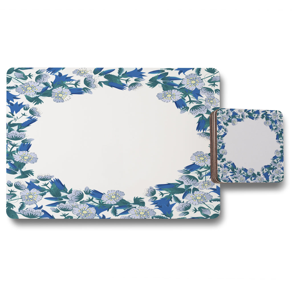 New Product Winter Blue Flowers (Placemat & Coaster Set)  - Andrew Lee Home and Living