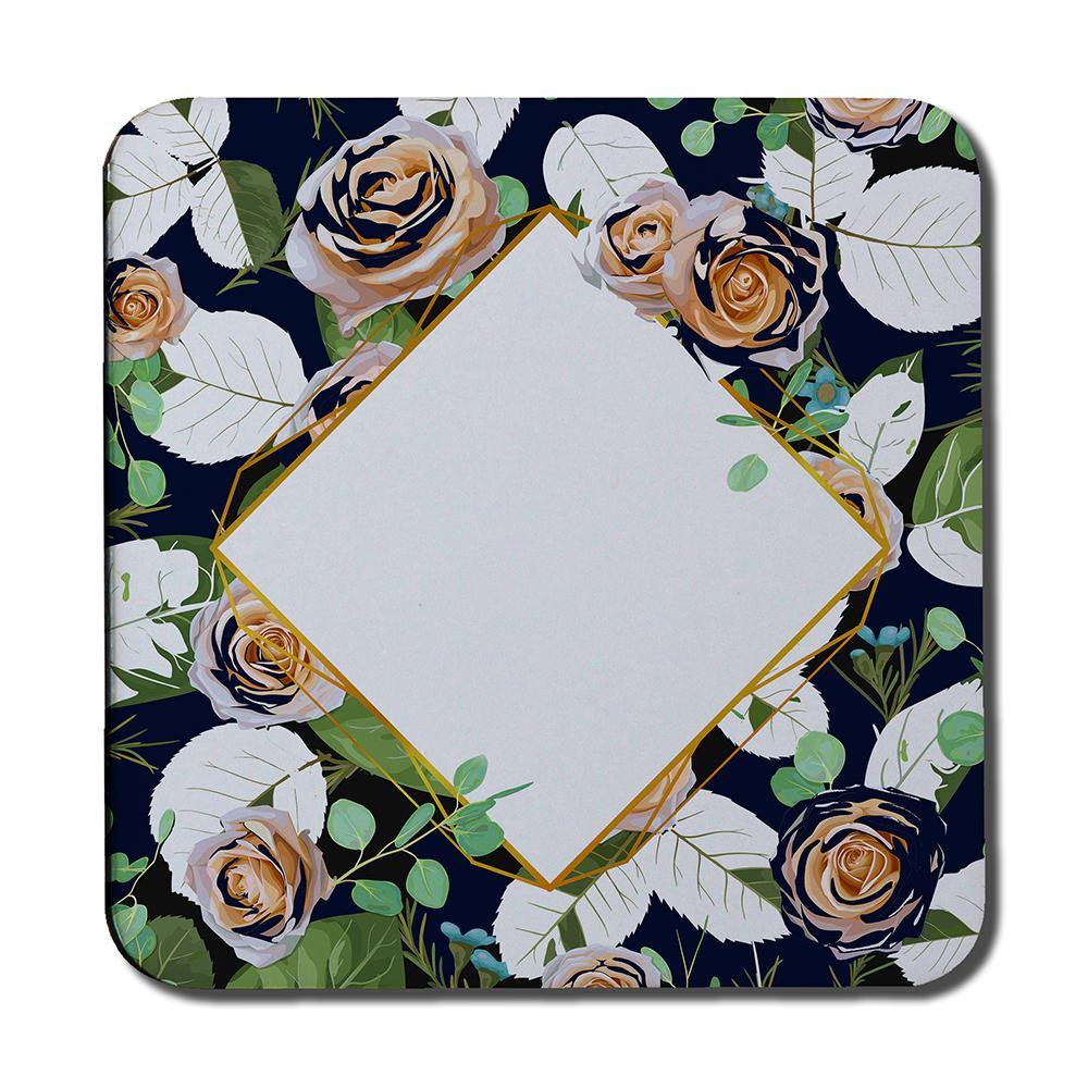 Decorative Flowers On Navy Background (Coaster) - Andrew Lee Home and Living