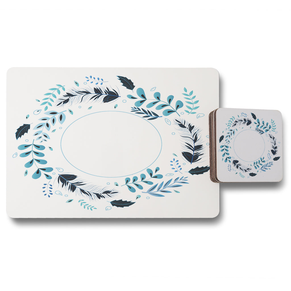 New Product Blue Leaves Frame (Placemat & Coaster Set)  - Andrew Lee Home and Living