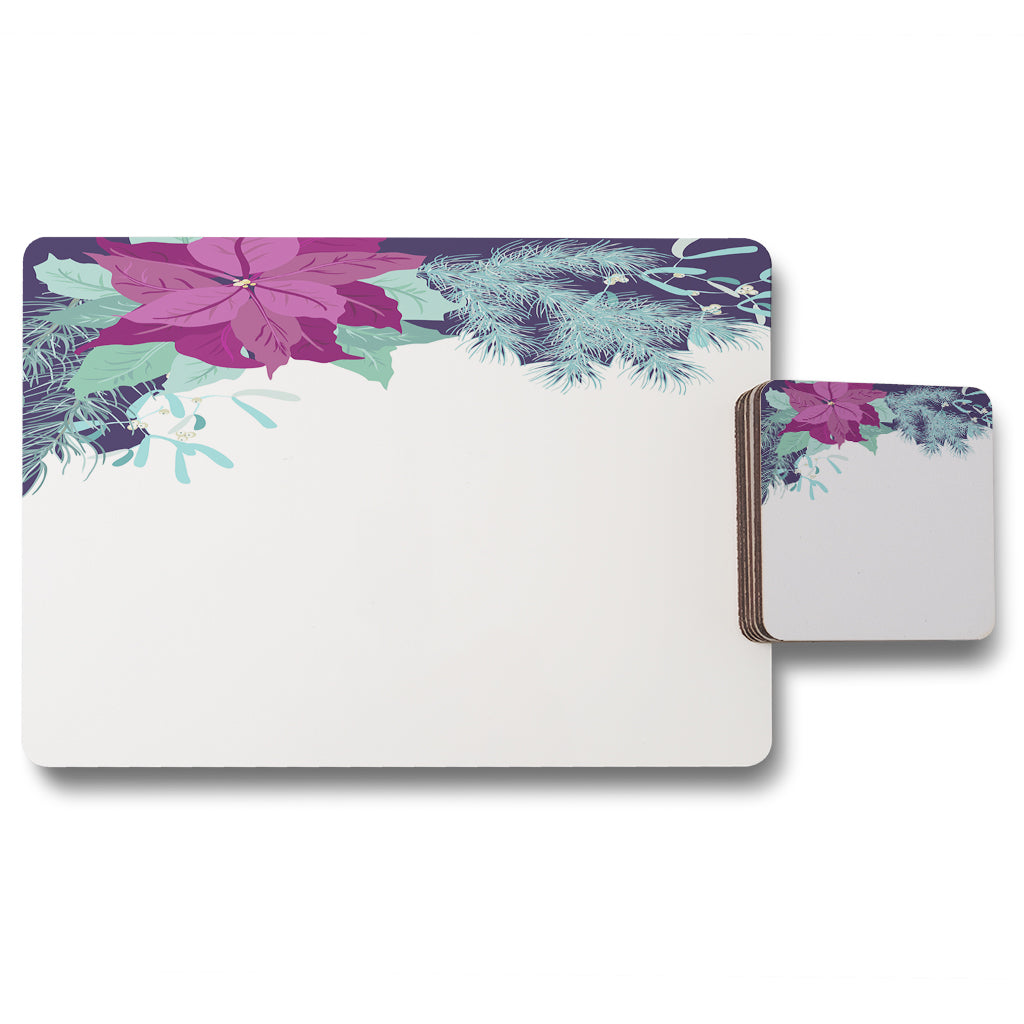 New Product Purple & Blue Flowers (Placemat & Coaster Set)  - Andrew Lee Home and Living