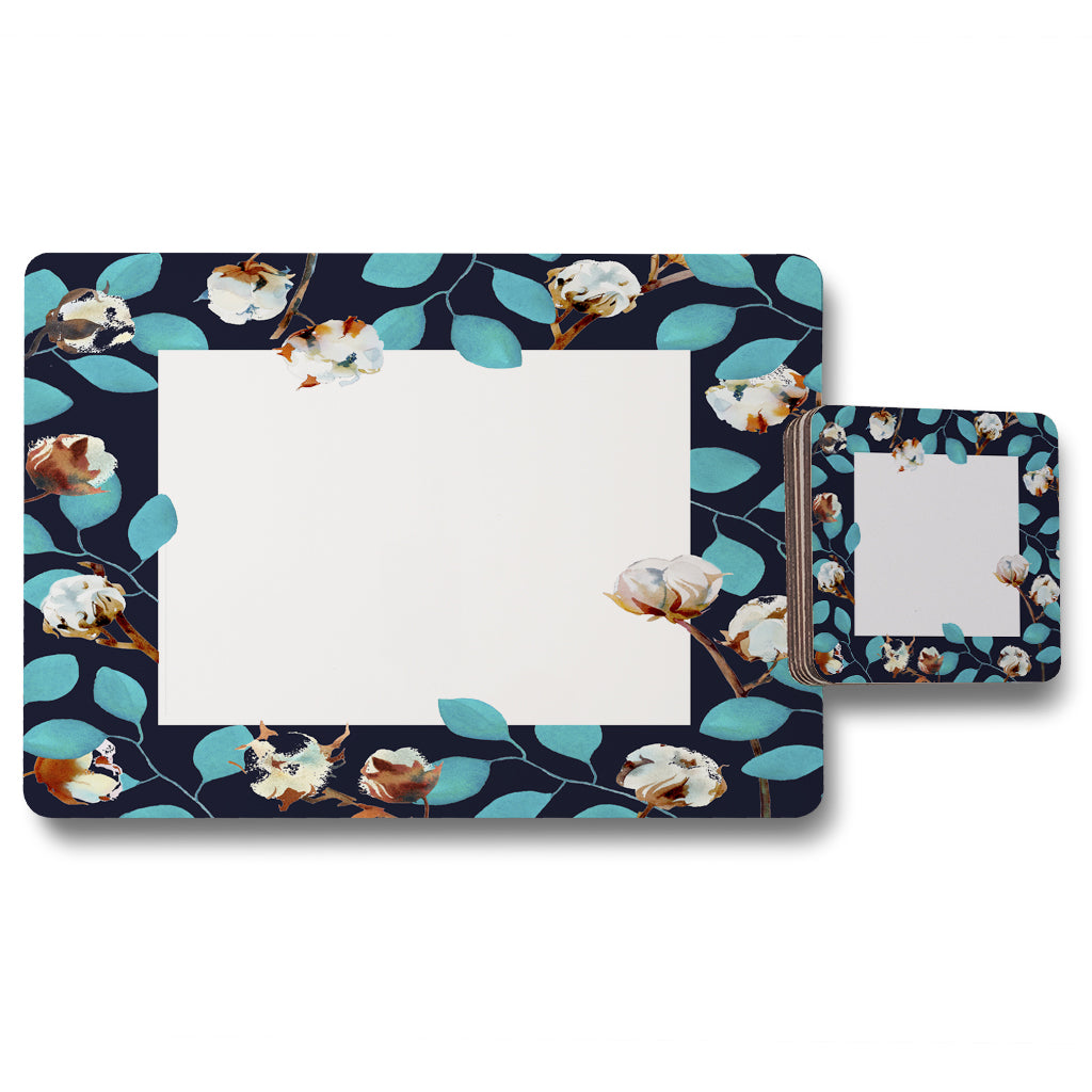 New Product Watercolour Blue Leaf Frame (Placemat & Coaster Set)  - Andrew Lee Home and Living