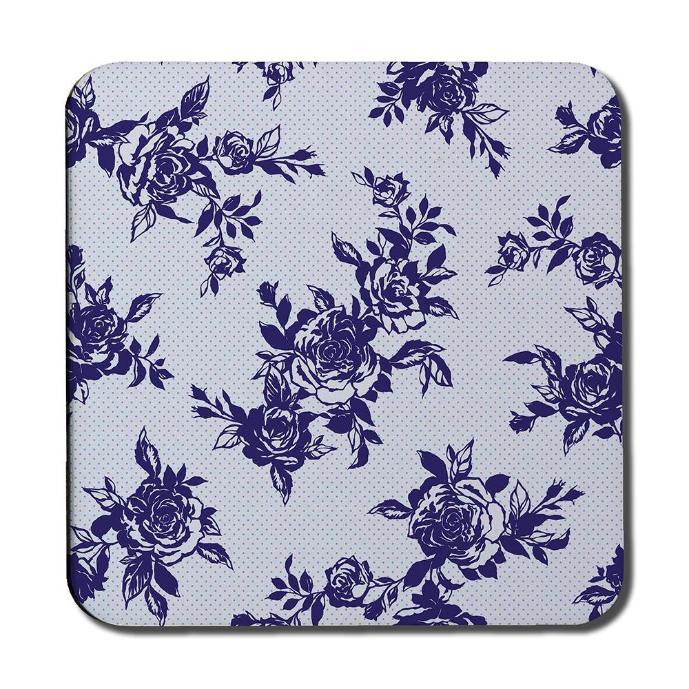 Roses Print On Polka Dots (Coaster) - Andrew Lee Home and Living