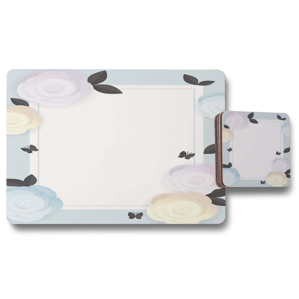 New Product Pastel Colour Flowers (Placemat & Coaster Set)  - Andrew Lee Home and Living