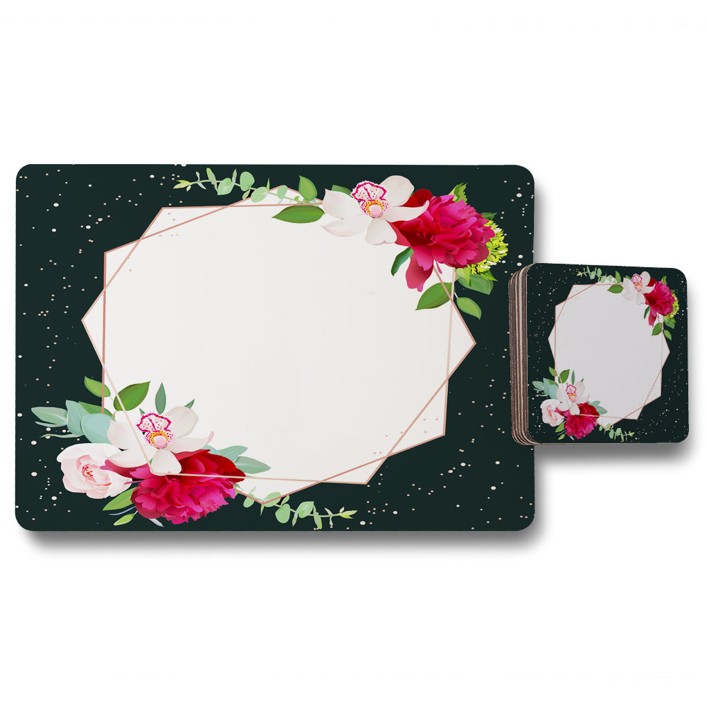 New Product Bright Flowers, Dark Background (Placemat & Coaster Set)  - Andrew Lee Home and Living