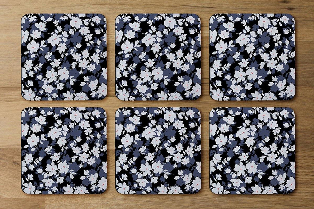 White, Black & Purple Flowers (Coaster) - Andrew Lee Home and Living