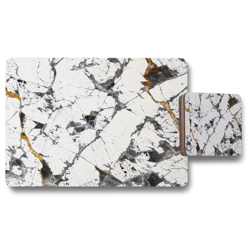 New Product Black & Gold Marble (Placemat & Coaster Set)  - Andrew Lee Home and Living