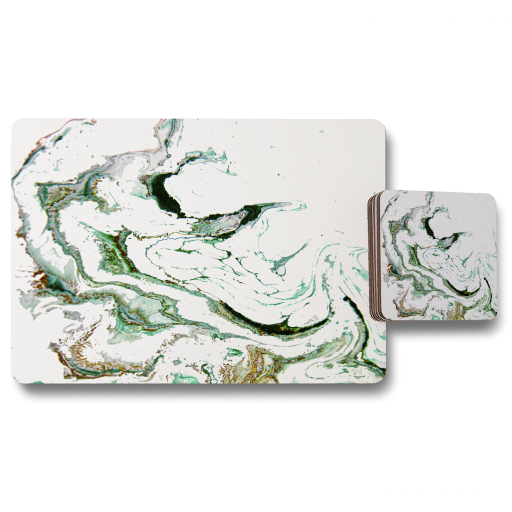 New Product Gold & Green Marble (Placemat & Coaster Set)  - Andrew Lee Home and Living