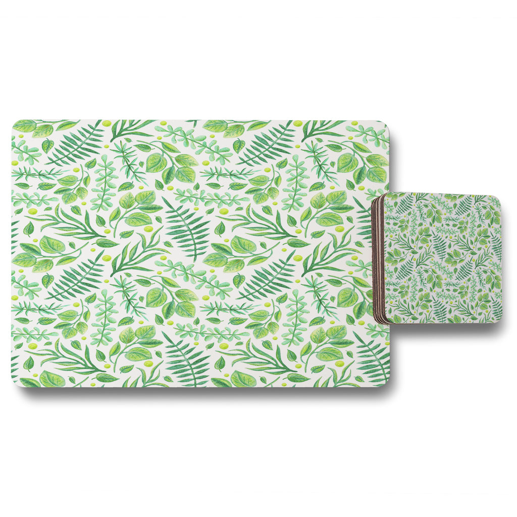 New Product Mixed Green Leaves (Placemat & Coaster Set)  - Andrew Lee Home and Living