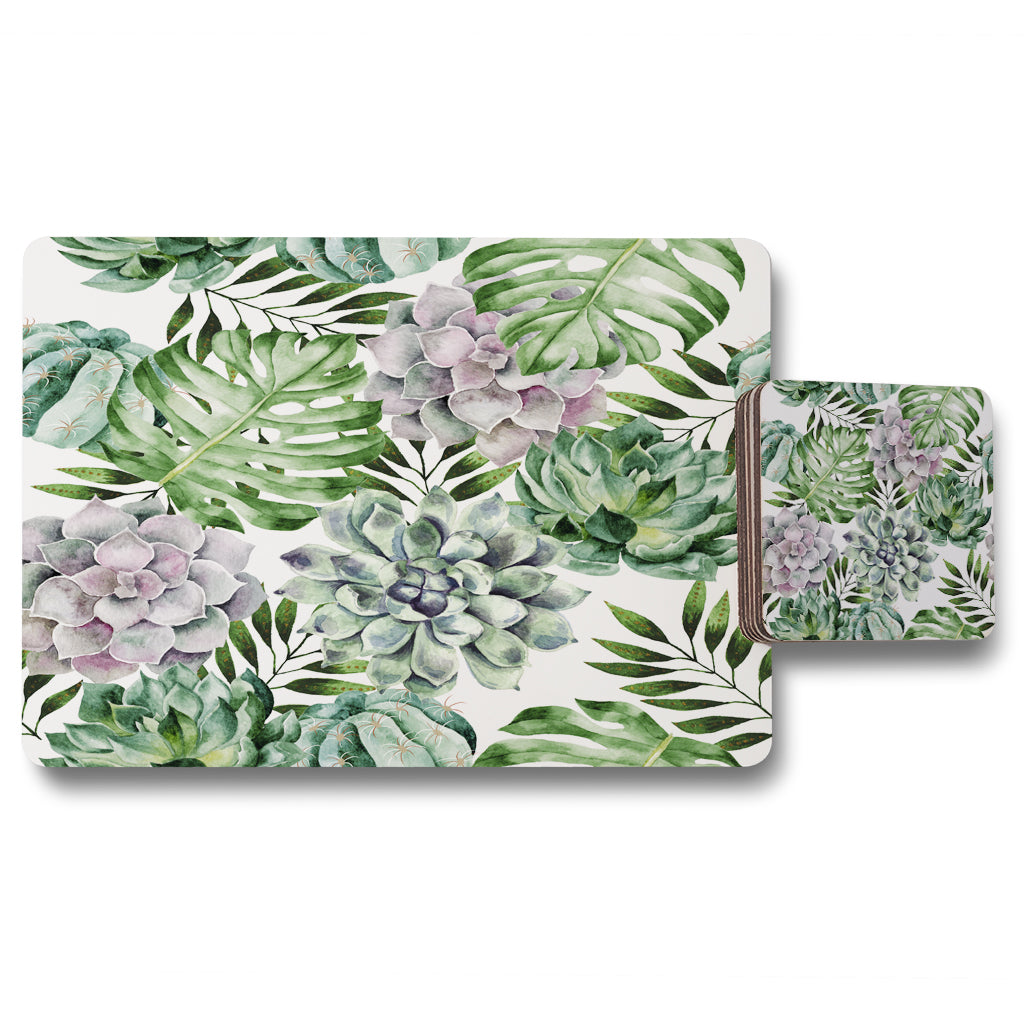 New Product Watercolour Botanical Leaves (Placemat & Coaster Set)  - Andrew Lee Home and Living