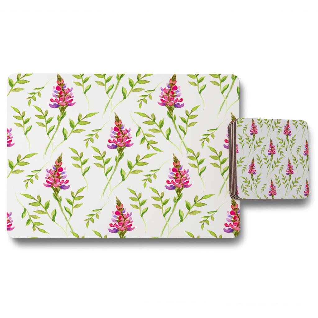 New Product Pink & Green Leaves (Placemat & Coaster Set)  - Andrew Lee Home and Living