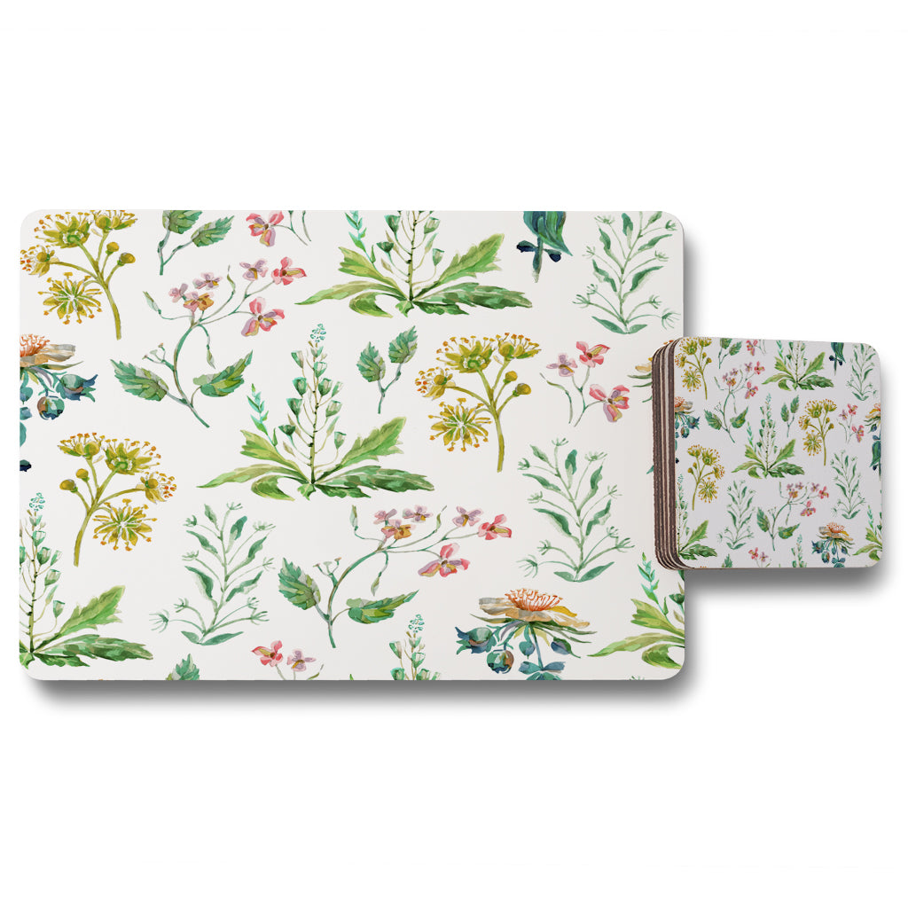 New Product Watercolour Leaves & Flowers (Placemat & Coaster Set)  - Andrew Lee Home and Living