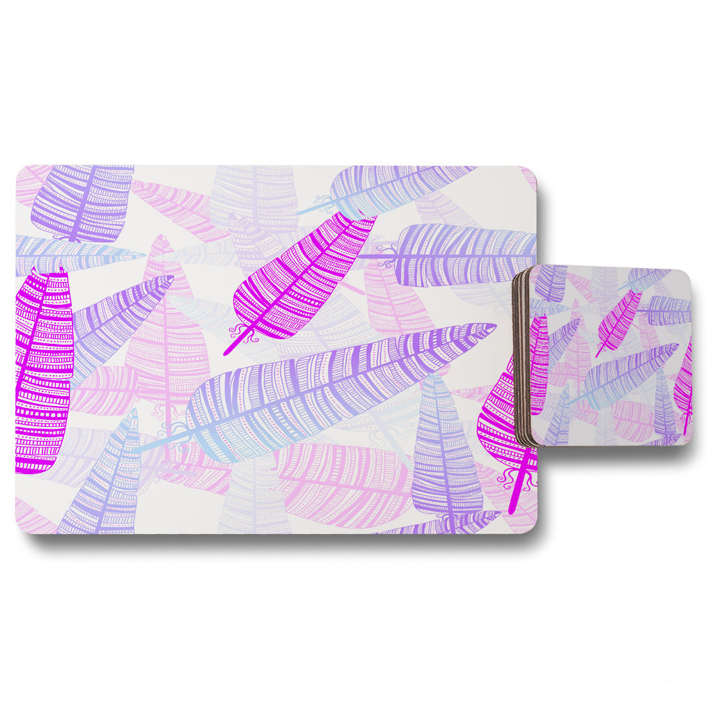 New Product Purple Feathers (Placemat & Coaster Set)  - Andrew Lee Home and Living