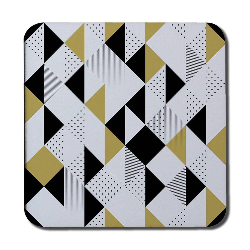 Gold & Black Geometric Triangles (Coaster) - Andrew Lee Home and Living