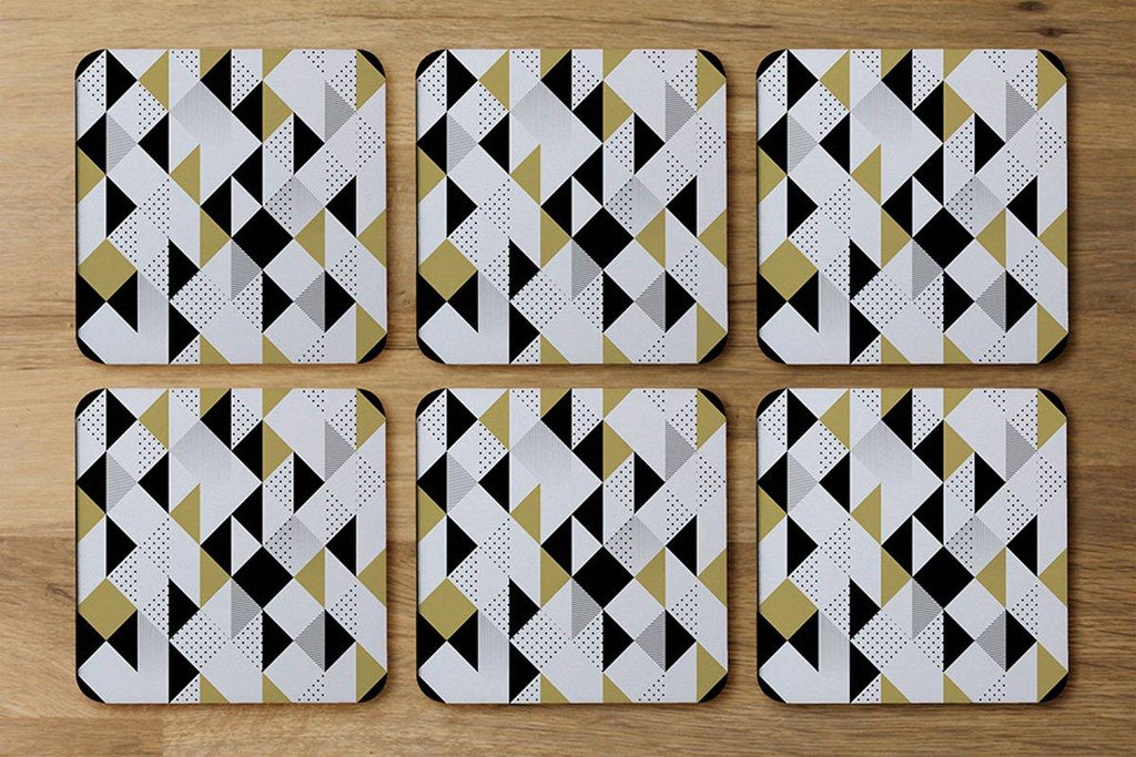 Gold & Black Geometric Triangles (Coaster) - Andrew Lee Home and Living