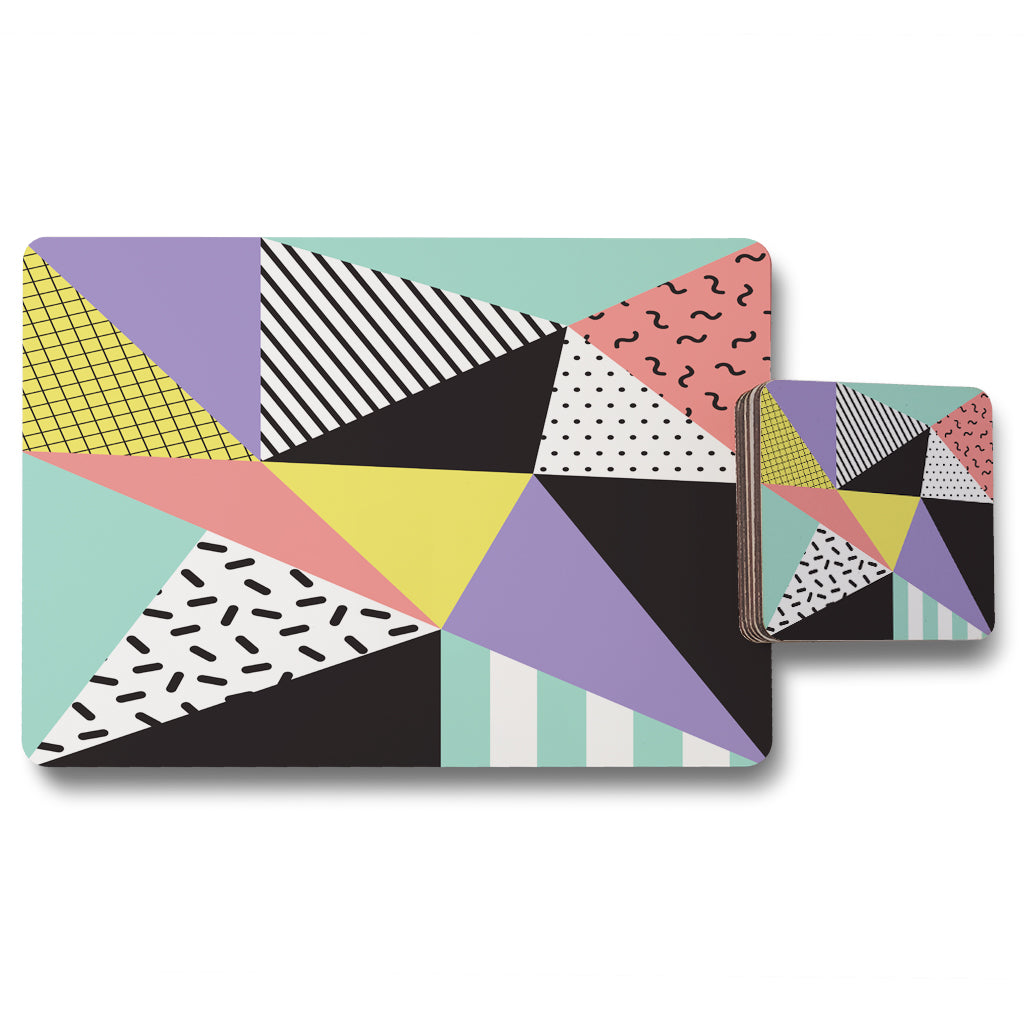 New Product Retro Themed Geometrics (Placemat & Coaster Set)  - Andrew Lee Home and Living