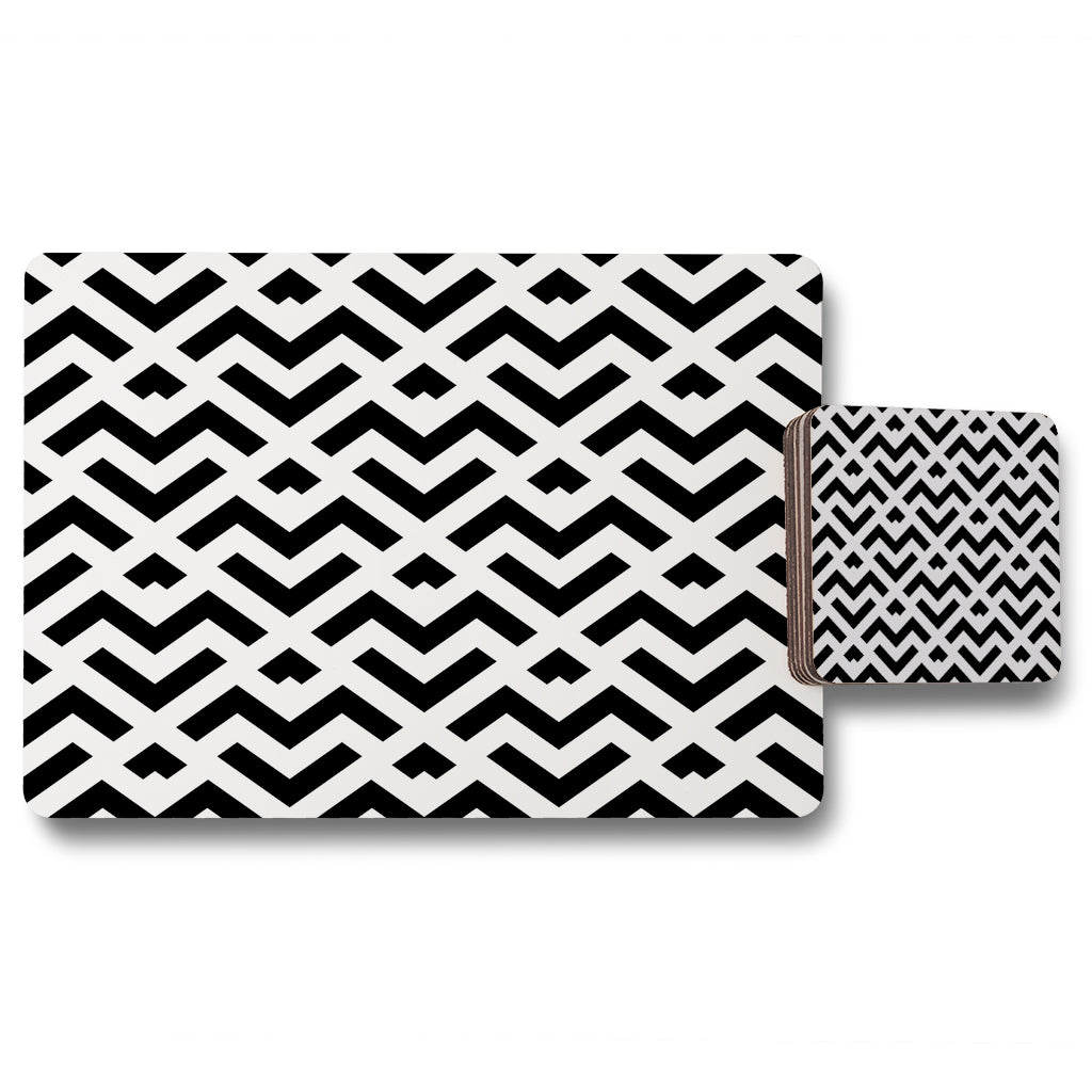 New Product Black & White Geometric (Placemat & Coaster Set)  - Andrew Lee Home and Living