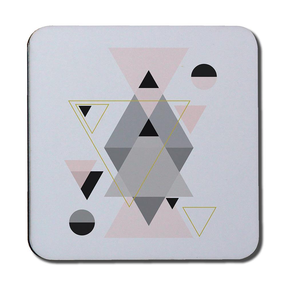Pink & Grey Geometric Triangles (Coaster) - Andrew Lee Home and Living
