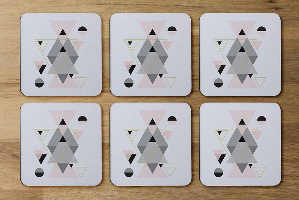 Pink & Grey Geometric Triangles (Coaster) - Andrew Lee Home and Living
