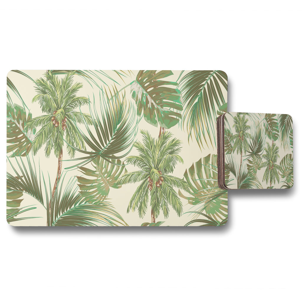 New Product Tropical Leaves on Yellow (Placemat & Coaster Set)  - Andrew Lee Home and Living